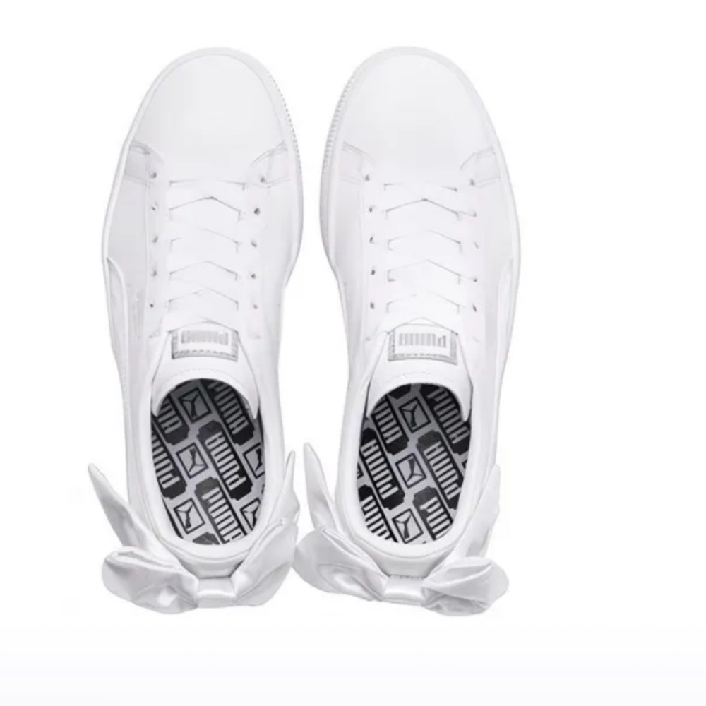 Puma White Leather Bow Sneakers size 6